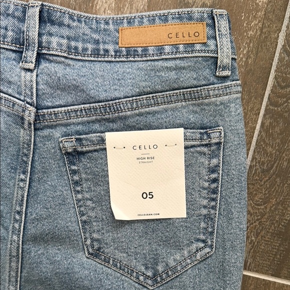 Cello High Rise Straight Distressed Jeans in Light Blue - Picture 6 of 12